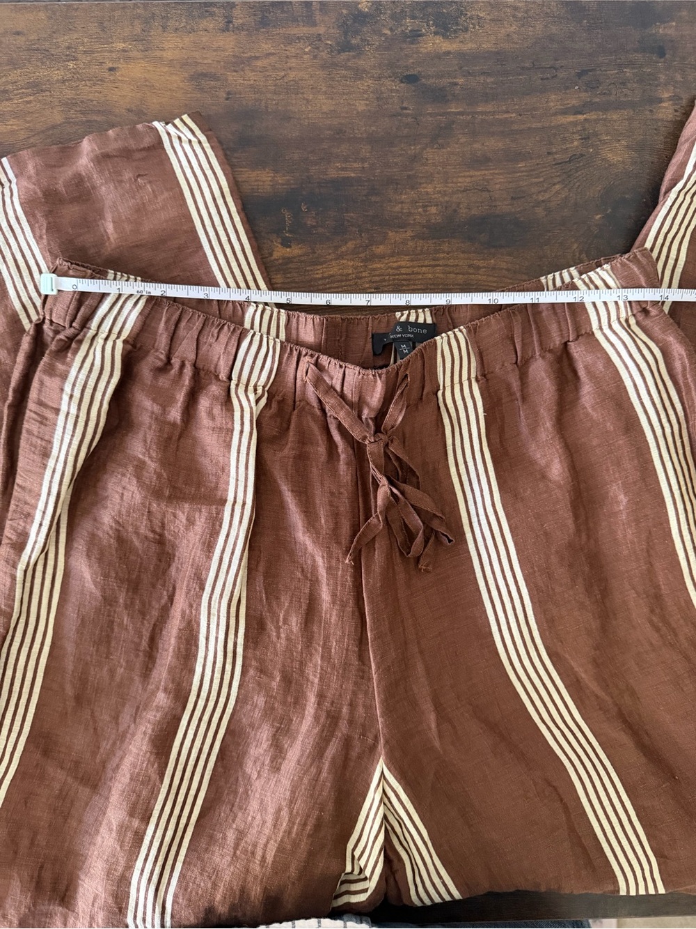 Rag & Bone Women's Brown Olivia Stripe Linen & Silk Pants Medium - Picture 8 of 10
